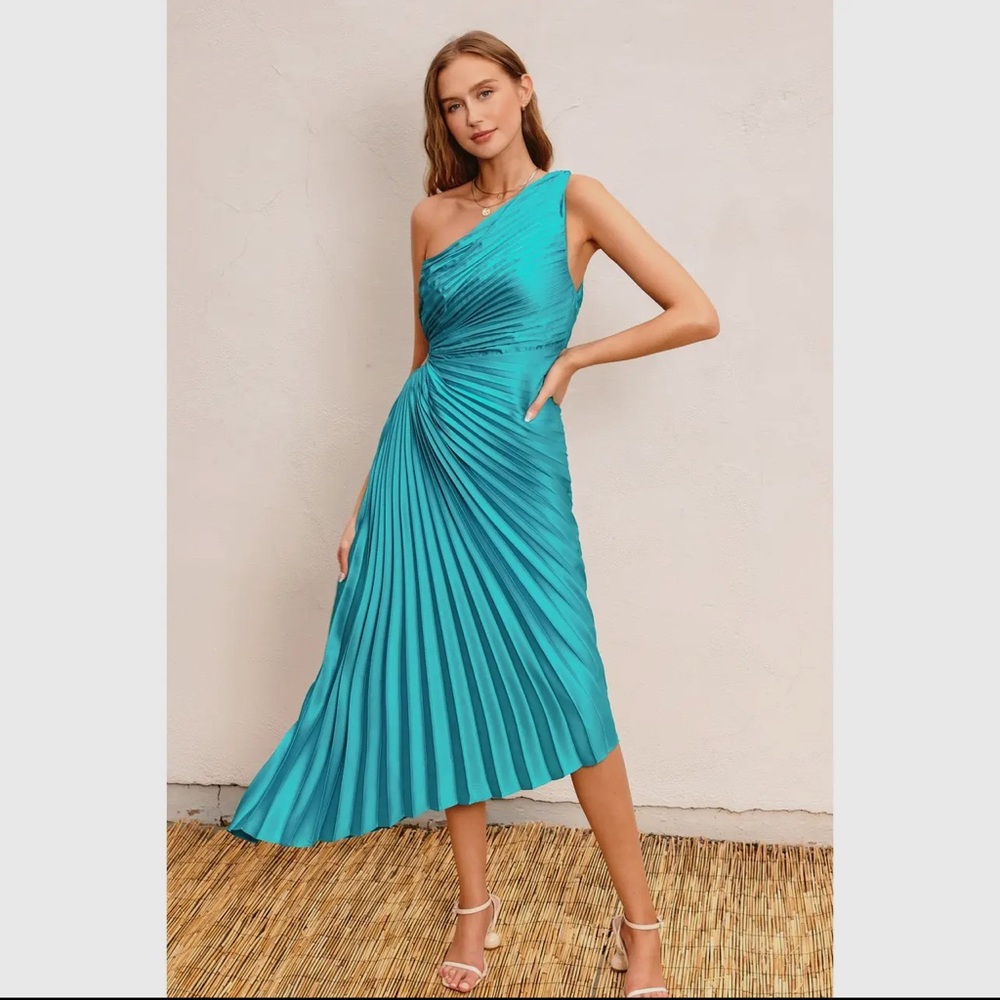 NWT Olympia Asymmetrical Pleated Maxi  Size M Dress Forum Semi Formal Wedding